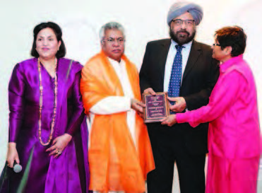 Dr. Bedi at a fundraiser in New York on March 15. From L to R:Pam Kwatra, Chamunda Swami, Manny Sethi, Kiran Bedi