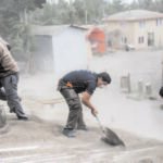 Ash piles up from volcana eruption