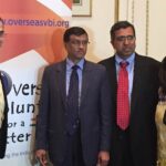 At the launch of OVBI website at the Indian Consulate in New York, April 28. From L to R: Anil Sharma, OVBI Board Member, Consul General Dnyaneshwar Mulay, Suresh Vasu, President OVBI , Drumi Bhatt, OVBI Member - TIP Photo