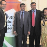 At the launch of OVBI website at the Indian Consulate in New York, April 28. From L to R: Anil Sharma, OVBI Board Member, Consul General Dnyaneshwar Mulay, Suresh Vasu, President OVBI , Drumi Bhatt, OVBI Member