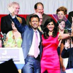 Bobby Jindal, family and staff at the announcement of his presidential bid at Kenner, Louisiana, June 24