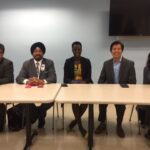 Panelists at the media conference organized by Director of Media Diversity Relations, office of the City Council Speaker, June 1. L to R: Javier Castano , Director, Queens Laino, Prof. Indrajit S Saluja , Editor, The Indian Panorama, Isseu Diouf Campbell, Communications & Media Consultant and Founder of Afrikanpot.com, Anthony Advincula from New American Media, and Lotus Chan from Sing Tao Daily.