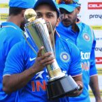 Indian player Kedar Jadhav kisses the trophy at the end of the One Day International cricket match series against Zimbabwe in Harare | AP