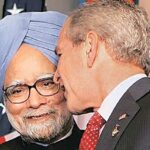 India's PM Manmohan Singh with the US President George Bush in July, 2005