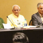 Eminent Scientists and Experts discuss Contributions of Hindus in Science and Mathematics. Left to Right: Moderator Dr. Basant Tariyal, Fields Medalist Dr. Manjul Bhargava, Physicist Dr. GNR Tripathi, Computer Scientist Dr. Subhash Kak, Professor Alok Kumar