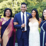 The happy Abraham family. (L to R): George, Lona, Vilas, Suneela, Danielle, and Steven