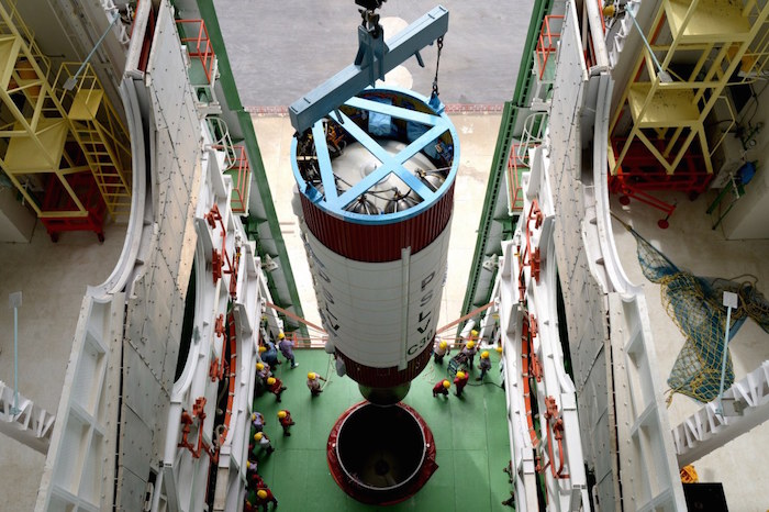 hoisting-of-pslv-c30-second-stage-during-vehicle-integration