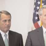 Faced with opposition from more conservative lawmakers, McCarthy, the No. 2 Republican in the House dropped out of the race for House Speaker. McCarthy is seen here with House Speaker John Boehner (left) who has announced he would step down by end of October.