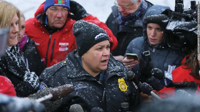 Colorado Police Lt Catherine Buckley addressing reporters on the situation