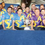 Sachin Tandulkar and Shane Warne teams with the All Stars Cricket Cup at a press Conference on November 5, 2015 in New York City. The Series kicks off with a match to be played in New York on November 7. Photo/ Mohammed Jaffer-SnapsIndia