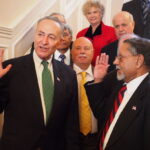 Harbachan Singh being sworn in for his second term as president of Queens Civic Congress (QCC) by US Senator Charles Schumer  