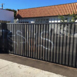 The word “Jesus” was spray-painted in white on an outer wall of th Ahmadiyya Muslim Community Baitus-Salaam Mosque in Hawthorne.