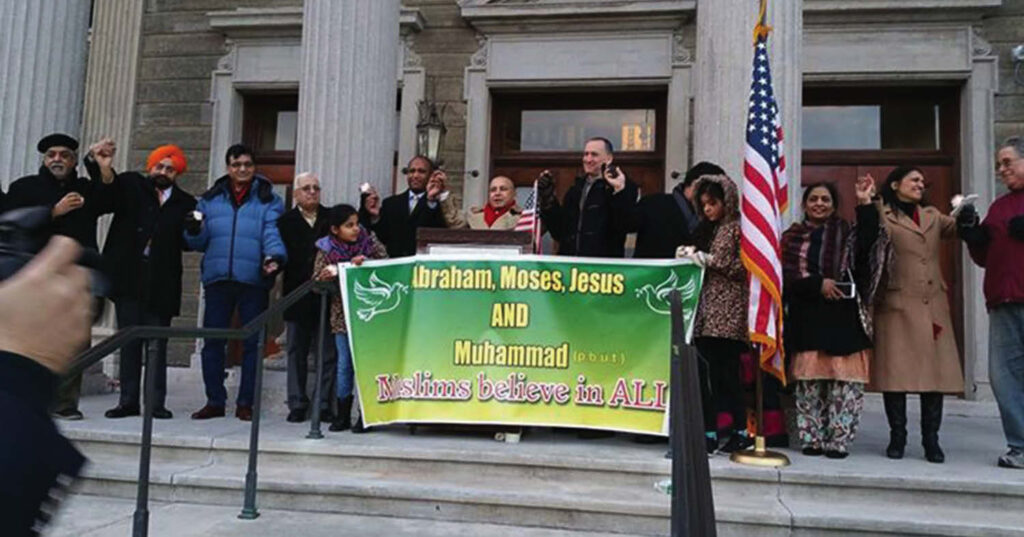 Participants at the Interfaith vigil at Nassau County Executive building, January 1