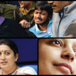 (Clockwise) Kanhaiya being taken to courts in New Delhi; Shilpi Tewari; and India's Human Resource Minister Smriti Irani