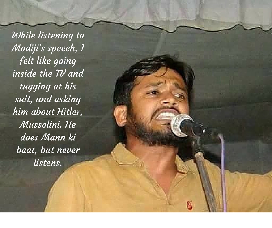 Modi ji, talk about Hitler and Mussolini also- Kanhaiya Kumar in speech at JNU