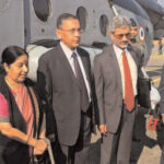 External affairs minister Sushma Swaraj left Pokharan on Friday after attending the SAARC ministerial meeting in Nepal. (ANI?Photo)