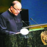 India's Finance MinisterArun Jaitley speaking at the United Nations General Assembly on April 19