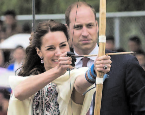 Prince William and Kate try archery