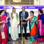 Ambassador Riva Ganguly Das lights a lamp to inaugurate the 3-day International Hindi Conference at the Consulate on April 29, 2016