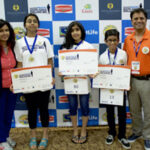 Dallas Winners: (Left to Right): Sandhya Sharma, Regional Event Director-Dallas, Smrithi Upadhyayula, second runner-up, Ananya Kodali, regional champion, Rohan Rajeev, first runner-up, Rahul Walia, Founder of The MetLife South Asian Spelling Bee