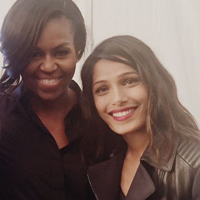 Freida-Pinto-Michelle-Obama-join-hands-for-Let-Girls-Learn-initiative