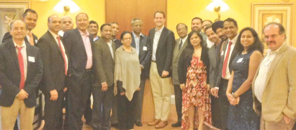 Indian American supporters with Congressman Jim Himes at a fundraiser in Stamford.