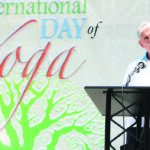 Mogens Lykketoft, President of the seventieth session of the United Nations General Assembly speaking at International Day of Yoga at UN on 21st June, 2016. Also seen in the picture isMs. Cristina Gallach, UN Under- Secretary-General for Communications and Public Information