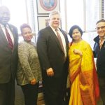 Newly Appointed MWBE Advisory Council Member Ragini Srivastava (third from left) with (L to R): Chief Deputy Comptroller James Garner, Deputy Comptroller Ray Averna, and Counsel Sergio Blanco.