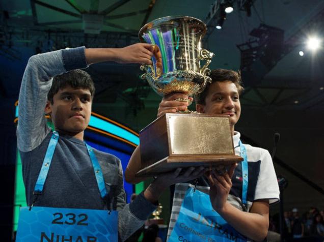 Nihar Saireddy Janga, 11, left, and Jairam Jagadeesh Hathwar, 13