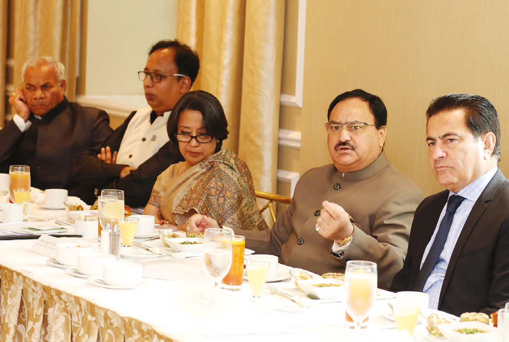 Seen in the picture are Consulate General of India NY Riva Ganguly Das to the left and USIBC President Mukesh Aghi at right.