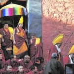 Lama carries out religious rite in Tibe