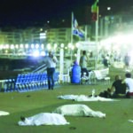 Bodies lie strewn across the road