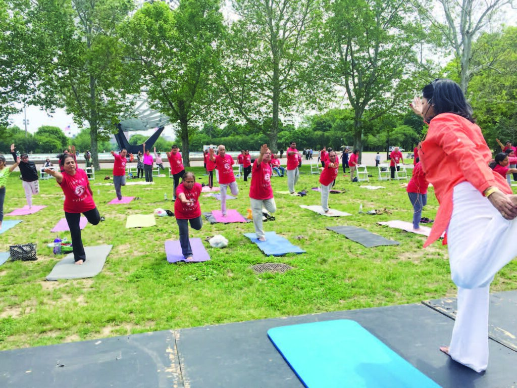 Yoga session at the kick off at Queens Museum June 10