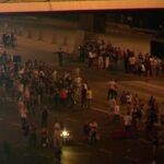 Still frame taken from video shows people gathering along the road to the Bosphorus Bridge in Istanbul, during an attempted coup in Turkey