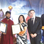 At the Ceremony of Declaration of June 18th as Baba Shivanand Day in the Town of North Hempstead, Long Island, New York. Seen in the picture, from left to right: Comptroller George Maragos, Acharya Ishan ShivanandJi with Proclamation, Councilwoman Ana Kaplan, Director of Southeast/Asian Affairs Dilip Chauhan, Deputy Comptroller James Garner