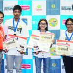 New Jersey Winners (Left to Right): Rahul Walia, founder of The MassMutual South Asian Spelling Bee, Christy Jestin, first runner-up, Shruthika Padhy, regional champ, and Roshni Kainthan, second runner-up.