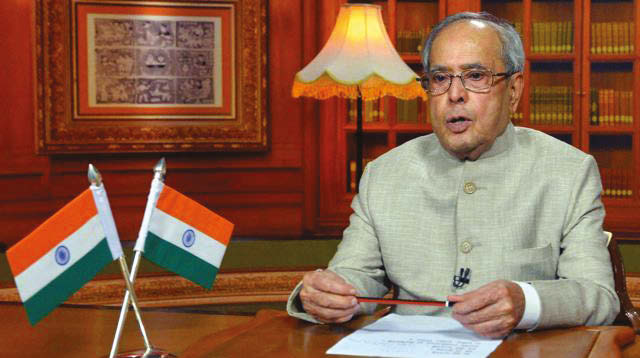 President Pranab Mukherjee addresses the nation on the eve of 70th Independence Day, in New Delhi. (PTI)