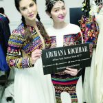Sunny Leone (left) and Reshma Qureshi walk for designer Archana Kochhar at New York Fashion Week