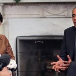Obama said sanctions would be lifted during talks with Aung San Suu Kyi at the Oval Office [Carlos Barria/Reuters]