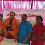 Secretary Soumya Murthy, Vice President Jaya Sundaranm, Dr. Subramanian Swamy, Sangam President Prakash M Swamy, Executive VP Calai Chandra and Treasurer Saravana Kumar.