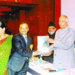 Dr. Chakote receives award from Justice Markanday Katju. See in the picture, from L to R: Eshwarappa Chakote (Brother of Dr. Chakote - Lawyer), Dr. Jyoti Chakote, Dr. V Chakote, Justice Markanday Katju