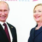 Vladimir Putin (left) and Hillary Clinton