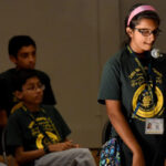 Smrithi Upadhyayula thinks of the spelling as she competes in Phase 3 of the Senior Spelling Bee. (File)