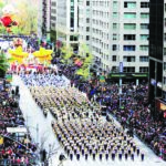 Macy's Parade in New York City, November 24, 2016. A marching band makes its way down 6th Avenue. Photo courtesy Saul Martinez/ Reuters