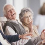 People laughing on porch