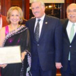 Ranju Batra being awarded the New York City Council citation for her 7 year long journey to get the Diwali stamp. Seen in the picture, from L to R: Neeta Jain, CM Rory Lancman, Honoree Ranju Batra, Assemblyman David Weprin, Ravi Batra and CM Peter Koo.