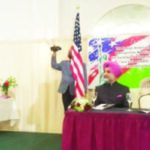 Ambassador Navtej Sarna addressing the gathering at the Reception hosted by Indian American Community of Metropolitan Washington, welcoming Ambassador him and bidding farewell to Ambassador Taranjit Singh Sandhu DCM (seated left)
