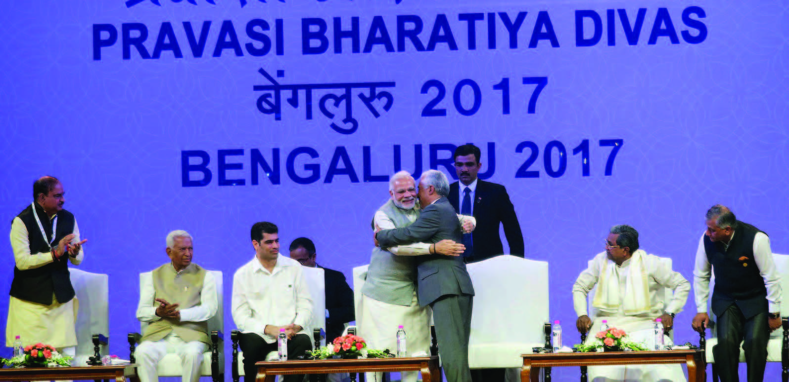 Prime Minister Narendra Modi at PBD. Seen in the picture, among others, is Chief Minister of Karnataka, Sundararajan Panelists at one of the sessions