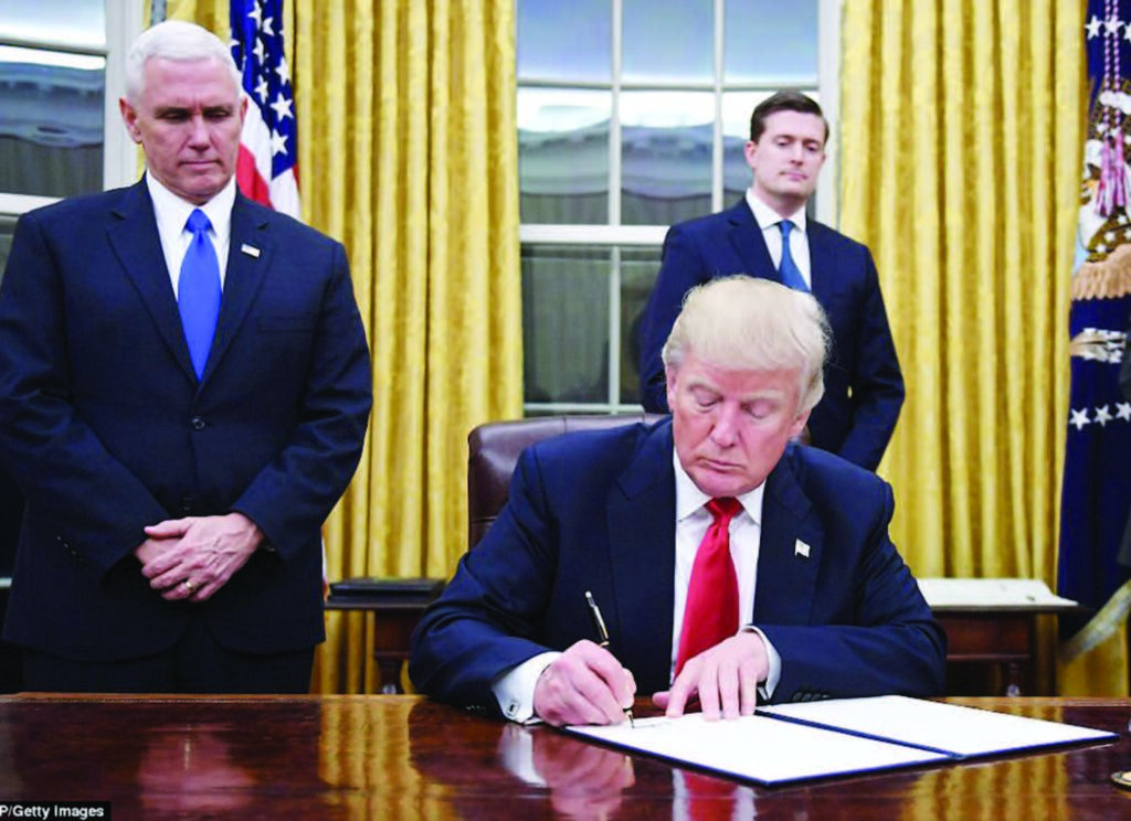 President Trump begins his work