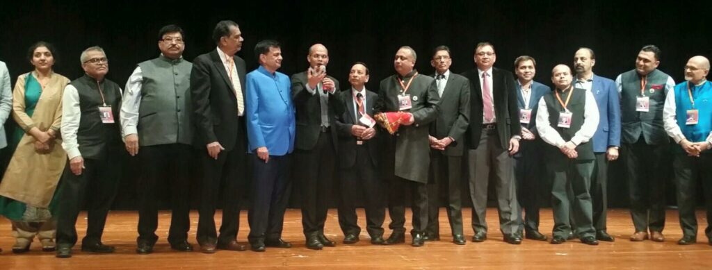 Dr. Manoj Kumar Mohapatra (10th from right) administered oath of office to FIA officials, January 28, 2017. Mr. Andy Bhatia, President who was sick and could not be present, was administered oath over the phone. Photo/ Gunjesh-Nayaface.com